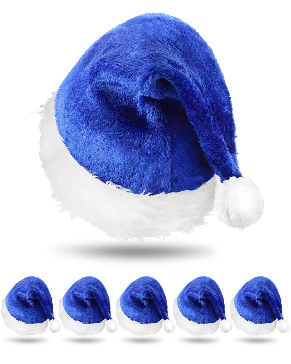 7370 6 Pcs Plush Santa Hats Velvet Christmas Hat Thicken Plush Xmas Holiday